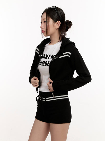 Knitted Striped Zip-Up Hoodie CM507