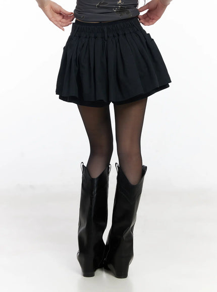 Chic Pleated Mini Skort with Elastic Waistband CJ526