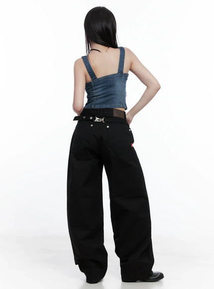 Denim Zip-up Sleeveless Top CS525