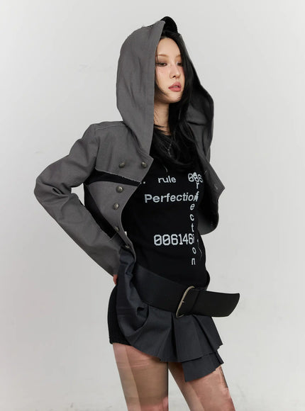 asymmetric-button-detail-hoodie-cd1202 / Gray