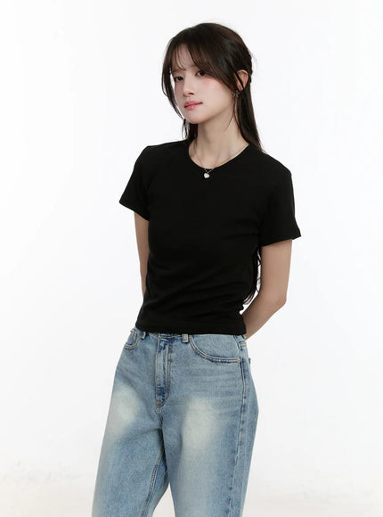 basic-u-neck-short-sleeve-tee-cm505 / Black