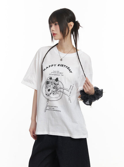 Birthday Graphic Oversized T-Shirt CF518