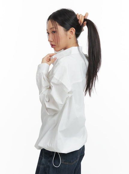 unisex-drawstring-solid-shirt-blouse-cm418