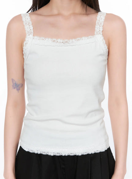 Lace Trim Sleeveless Top CA528