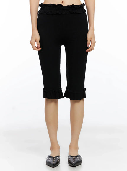 Frill Ribbed Crop Leggings IO516