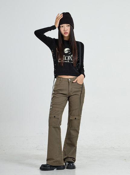 Lettering Print Side Cross Tie Top CO18
