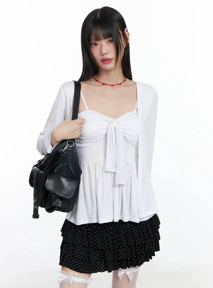 Faux Leather Two-Pocket Shoulder Bag IF505