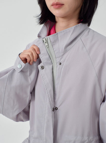 Pocket Oversized Zip-Up Coat OF301