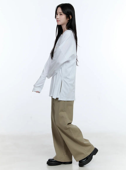 High-Waist Wide-Leg Cotton Pants CG513