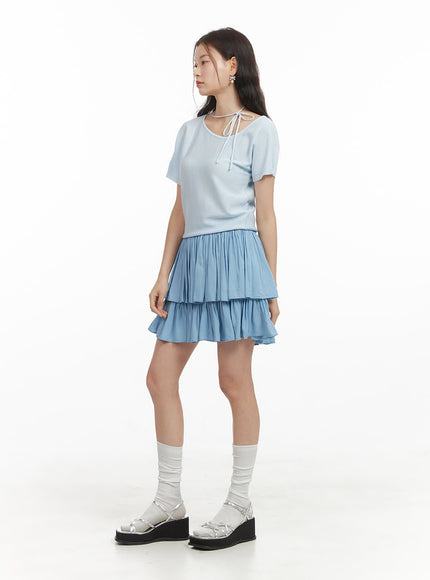 solid-ruched-ruffle-hem-mini-skirt-oy421