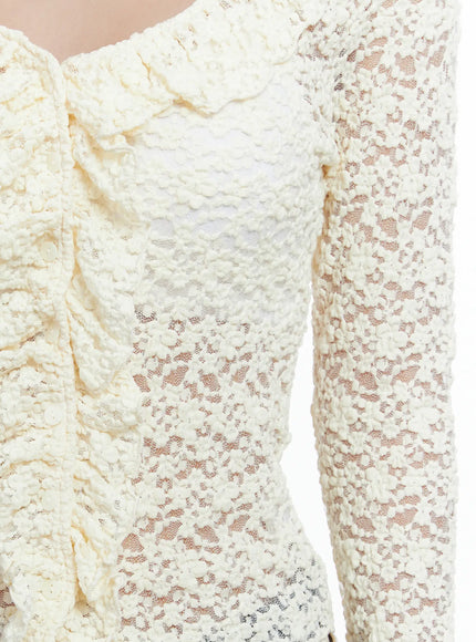 Lace Ruffle Long Sleeve Top CS502
