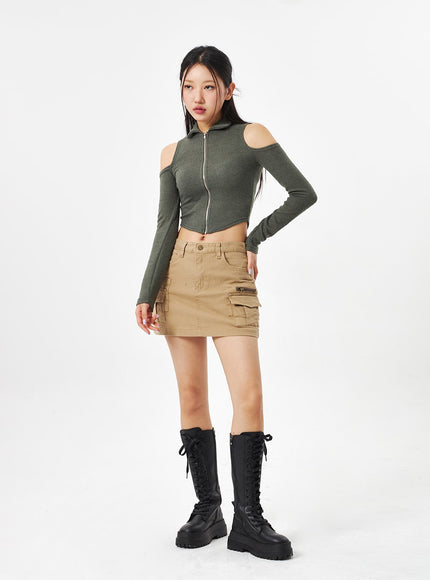 Mid-Rise Cargo Mini Skirt CA313