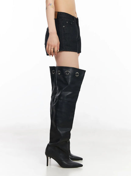 Low Waist Dark Wash Denim Shorts CM517