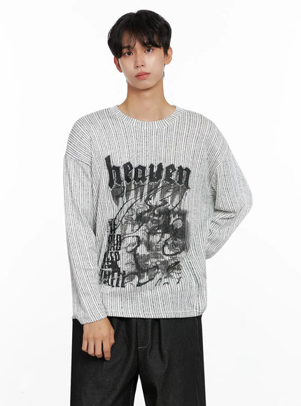 Men's Striped Graphic Knit Long Sleeve IO517