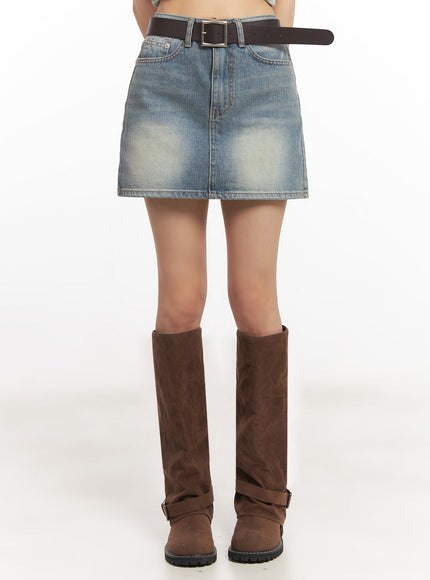 Washed Denim Mini Skirt IA528
