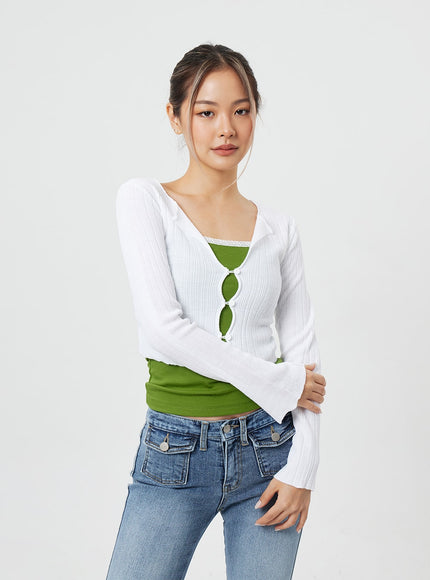 Cropped Long Sleeve Cardigan CF317