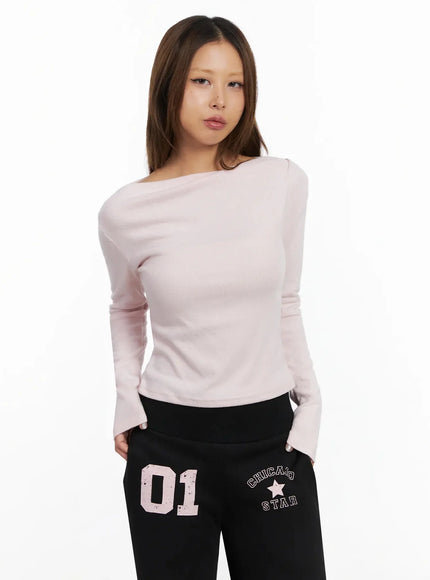 Shirred Boat Neck Top IN528