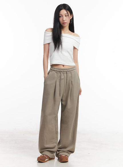 Cotton Pintuck Wide-Fit Sweatpants IY516