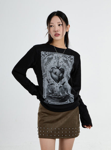 Round Neck Printed Knit CO07
