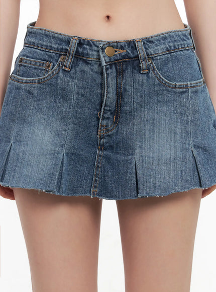pleated-distressed-denim-mini-skort-cl501