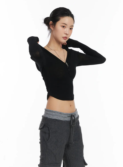 buttoned-hooded-long-sleeve-crop-top-cd509