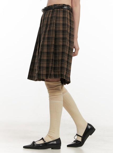 checkered-pleated-midi-skirt-ij527