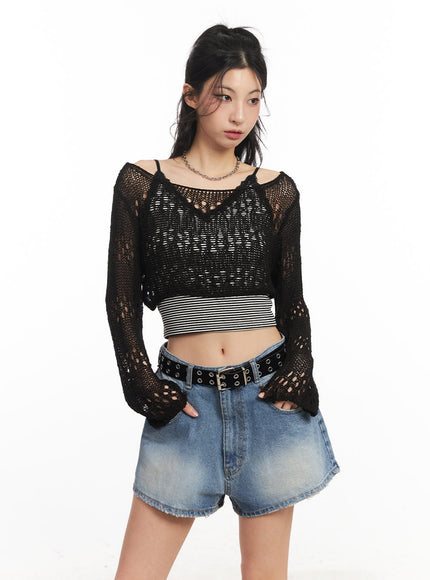 Crochet Micro Knit Sweater CA514