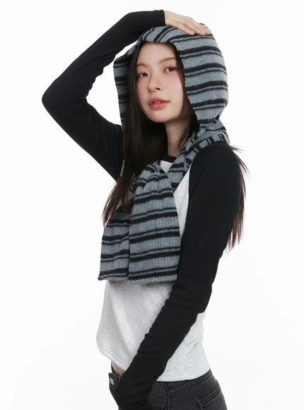 Casual Striped Hooded Muffler CJ512