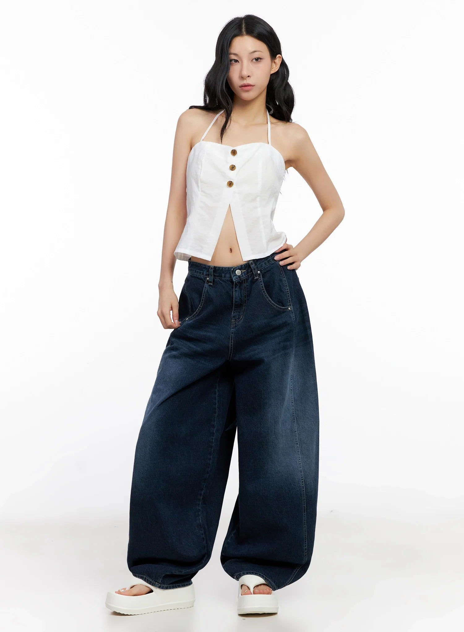 Sohee Angel Wing Print Wide-Leg Jeans IG508