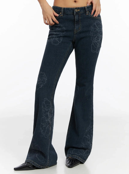 Amari Floral Embriodered Bootcut Jeans IN528
