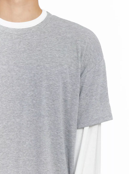 Men's Layered Semi-Crop T-Shirt IO516