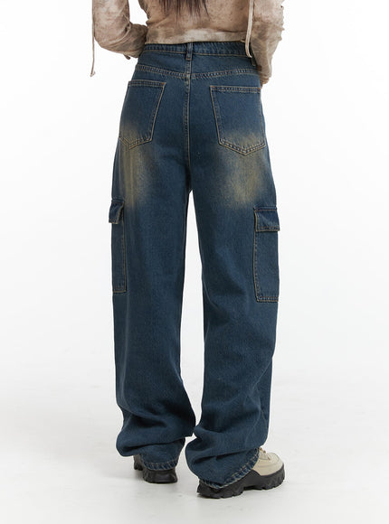 denim-high-waist-wide-leg-pocket-cargo-jeans-ij411