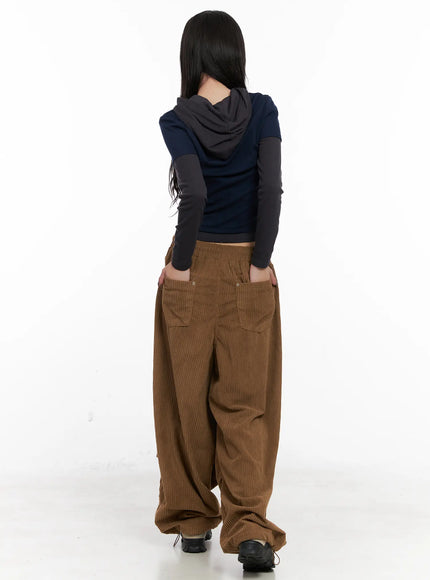 Corduroy Wide-Leg Cargo Pants CN512