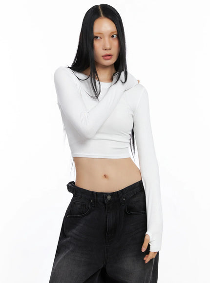 Ribbed Long Sleeve Crop Top CO517