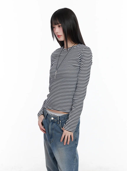 Slim-Fit Striped Long Sleeve Tee CM526