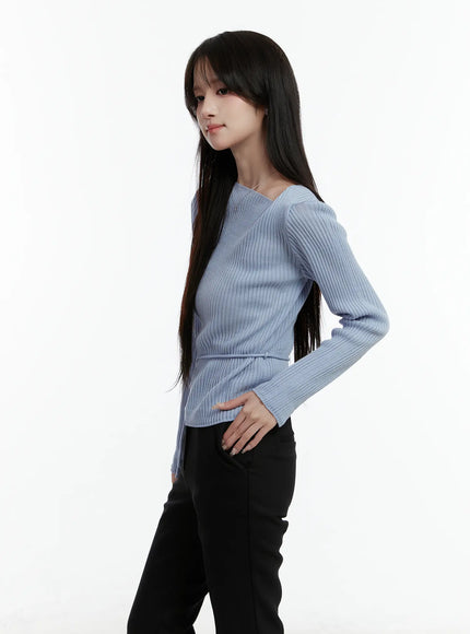 Asymmetrical Boat Neck Knit Top CD523