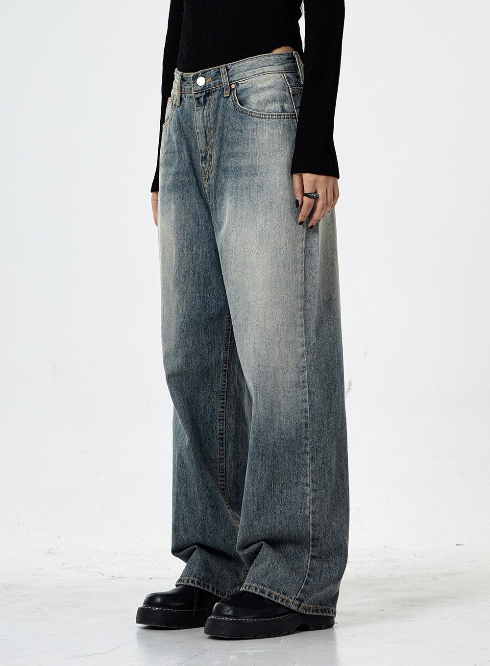 Wide Washed Jeans CS06 - Acubi style | LEWKIN – LEWKIN - CANADA