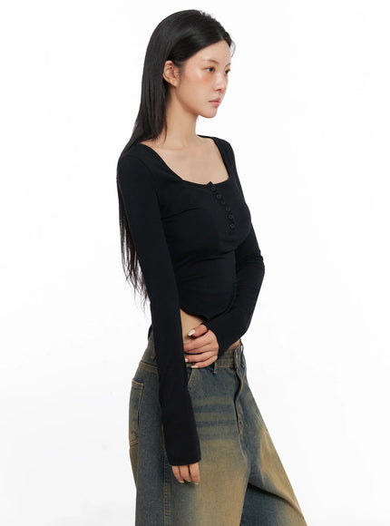 Long Sleeve Square Neck Top IS508