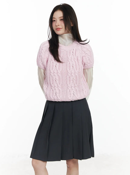 Cable Knit Short Sleeve Top IF524