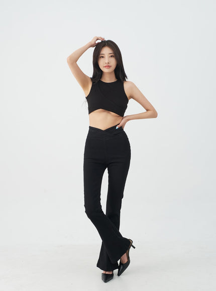 Banded Boot-Cut Highwaisted Pants IJ23