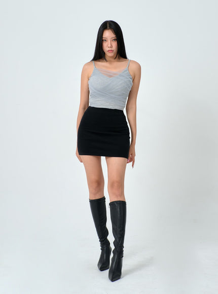 Mesh Detail Crop Sleeveless Top IN25