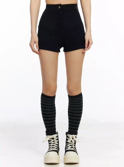 High-Waist Ribbed Shorts IA508
