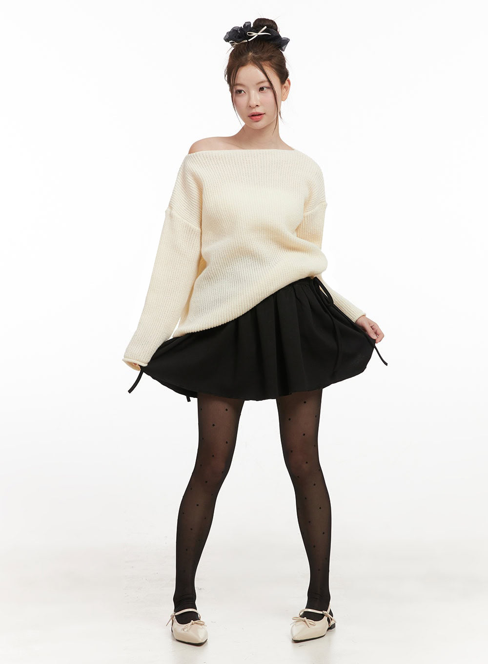 ribbon-tie-shirred-mini-skirt-if505