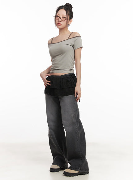 Mari Washed Mid-Rise Wide-Leg Jeans CM528