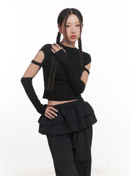 Ribbed Cut Out Crop Top CF524