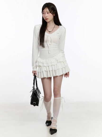 ruffle-layered-mini-dress-with-shoulder-pads-ca501