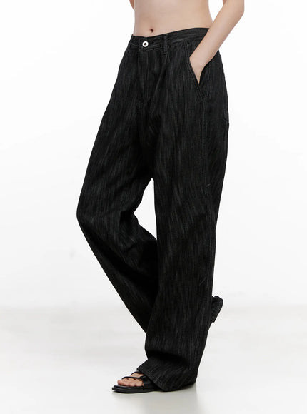 Yuha Wide-Leg Pintuck Denim Jeans CL523