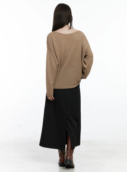 Elegant High-Slit Midi Skirt CO506