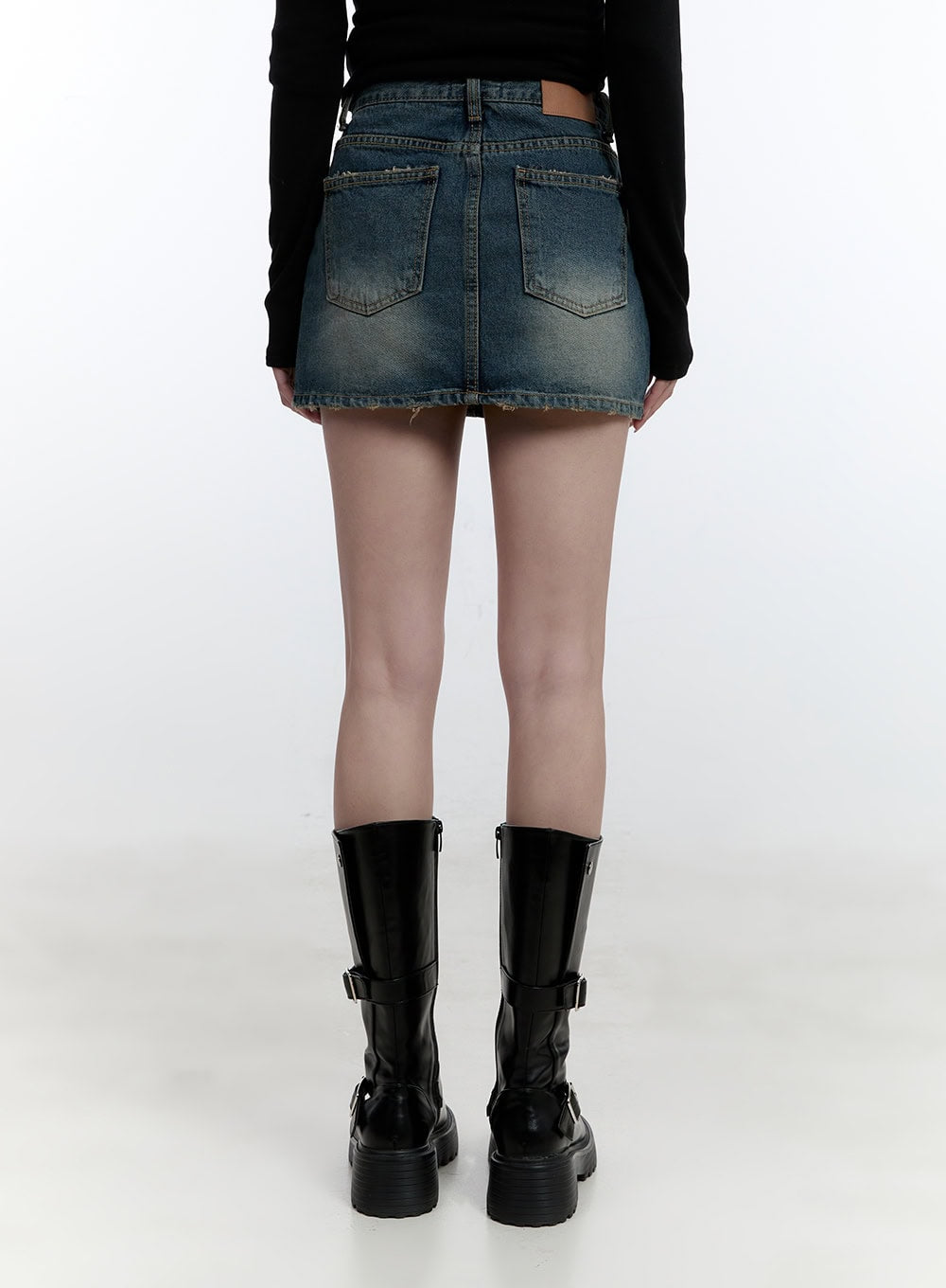 distressed-hem-denim-mini-skirt-cj521