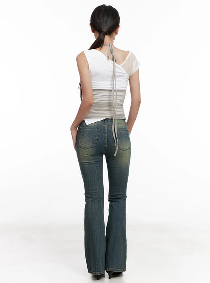Mesh Draped Halter Tank CL518